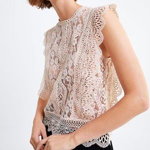 Zara Blush Pink Lace Top